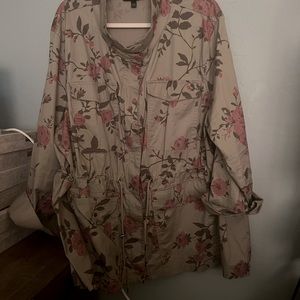 Tan floral utility jacket. Lane Bryant 26/28